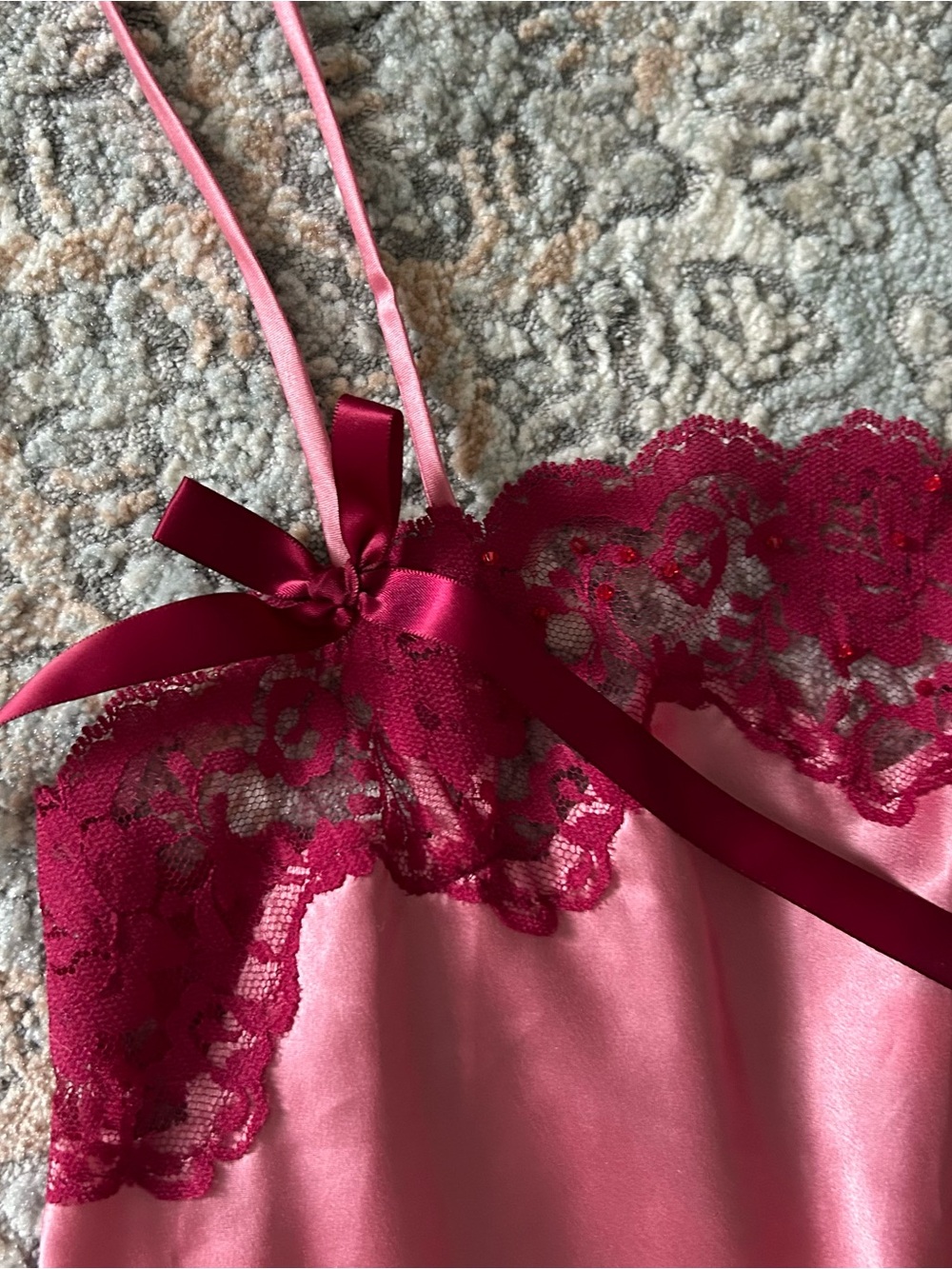 Vintage Y2k Victoria secret ANGEL Satin Chemise with Lace Trim SLIP DRESS - Picture 3 of 5